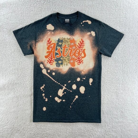 Houston Astros Custom 1 of 1 T Shirt Men Small Reverse Bleached MLB Baseball - Picture 1 of 16